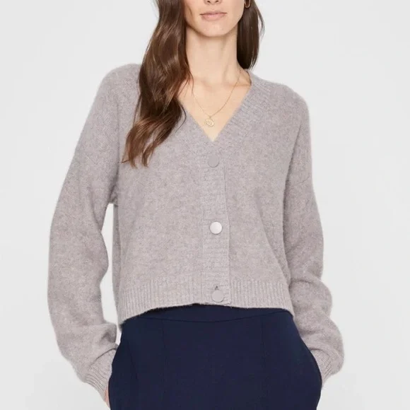 Club Monaco Boiled Cashmere Cardigan Sweater Button Down V-Neck Gray Size XS - Picture 2 of 11